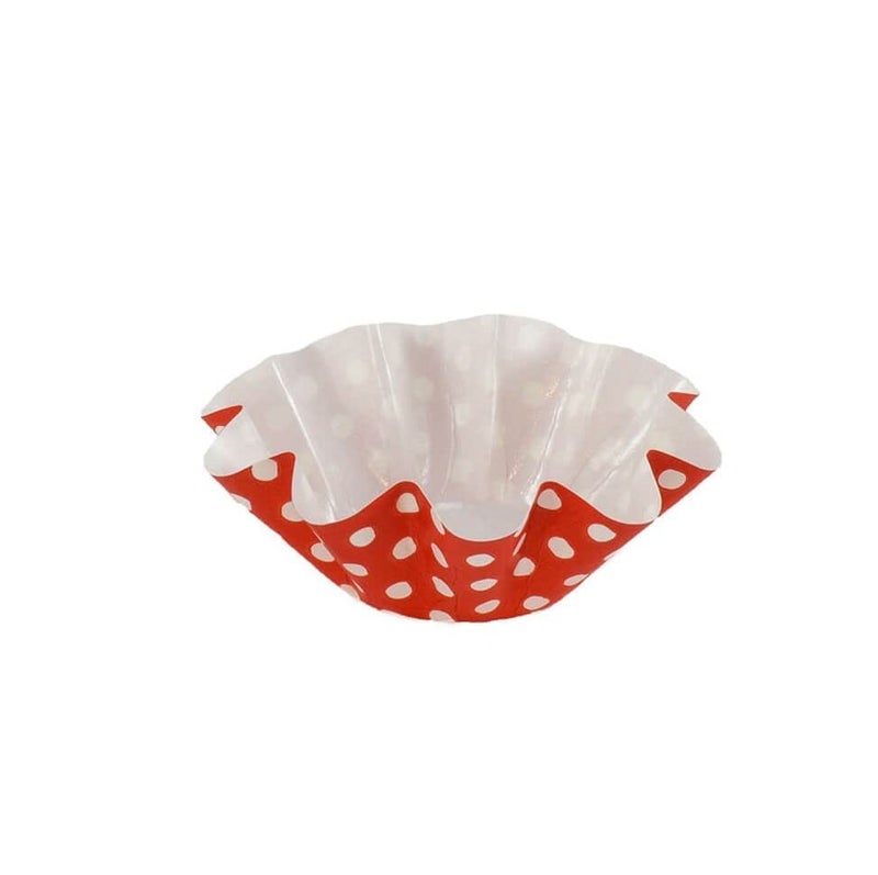Decony Floret Brioche Cup, RED with White Dots Disposable, Bake and serve brioche floret paper baking cups self- standing mold, -100 pc. - Image 3
